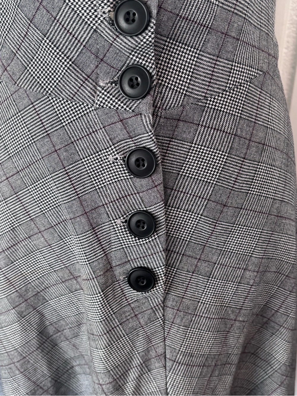 Zara Trafaluc Grey Plaid A-Line Skirt with Front Buttons sz S - Picture 4 of 12